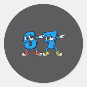 Sticker Rond 6 7 Numéros de Meme Dab