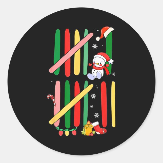 Sticker Rond 6 7 Six Seven 67 Meme Tally Marks Counting Christm (Devant)