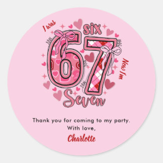 Sticker Rond 6 7 Six Seven Meme Girls 7th Birthday Party Favor