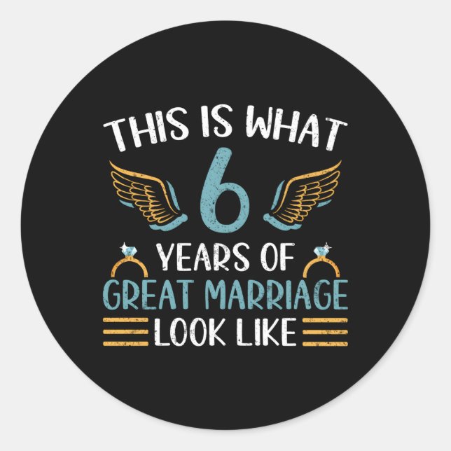 Sticker Rond 6 Ans De Grand Mariage 6E Anniversaire Mariage (Devant)