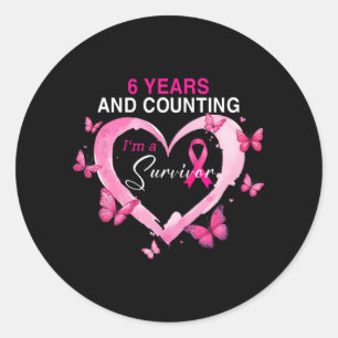 Sticker Rond 6 ans et compter Je suis un survivant Cancer du se