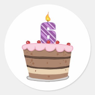 Sticker Rond 6 ans sur le gâteau d'anniversaire