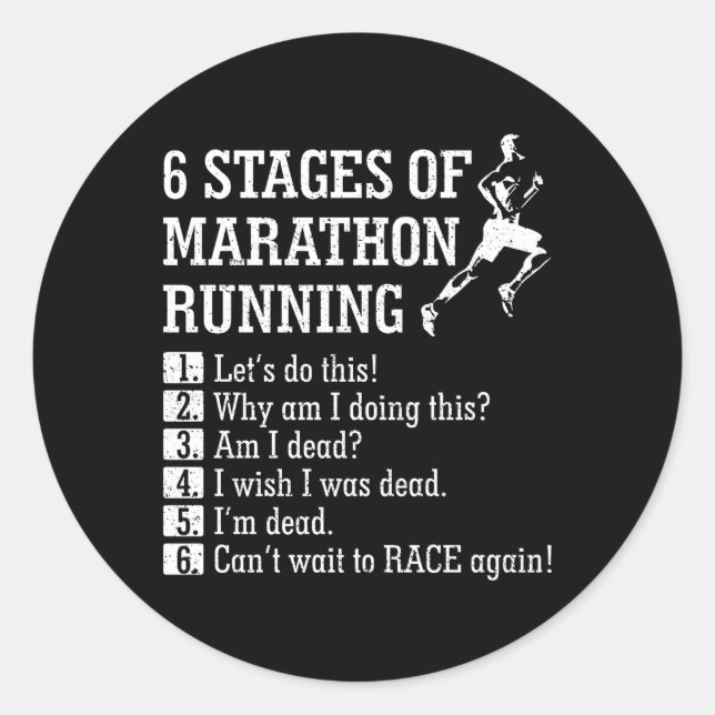 Sticker Rond 6 Étapes Du Marathon Pour Coureur (Devant)