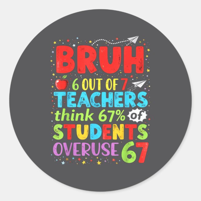 Sticker Rond 6 Out Of 7 Teachers Think 67% Of Students Overuse  (Devant)