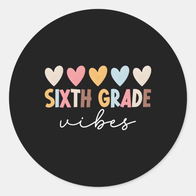 Sticker Rond 6E Année S Retour À L'École 6E Année Enseignants (Devant)
