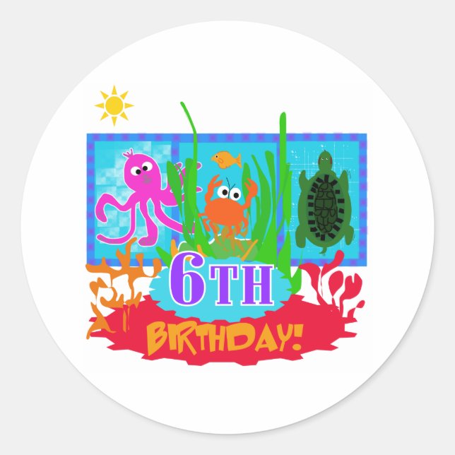 Sticker Rond 6e anniversaire d'aventure sous-marine (Devant)