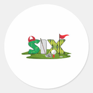 Sticker Rond 6e Anniversaire Golf Thème 6 ans Enfants Sport Par