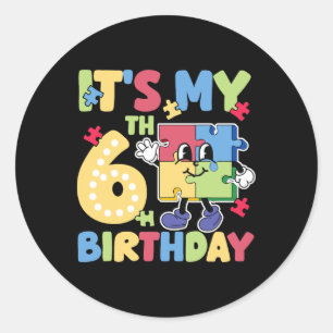 Sticker Rond 6e fête d'anniversaire de l'autisme 6 ans Autistic