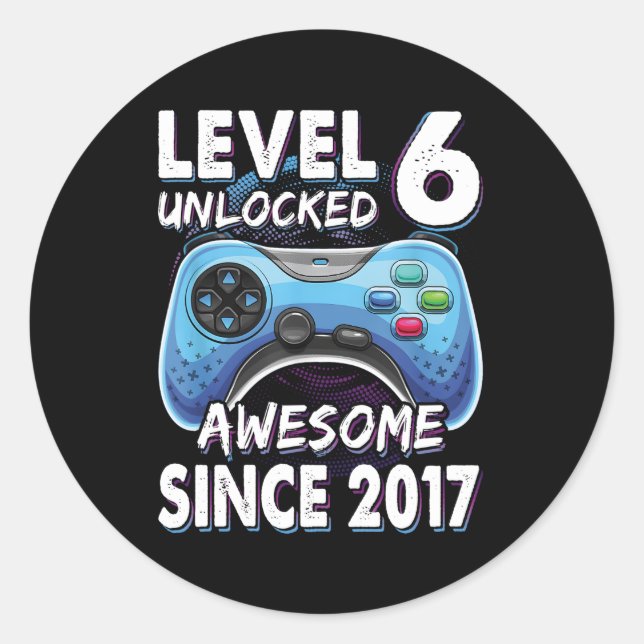 Sticker Rond 6Yr Anniversaire Son Gamer 6Th 6 (Devant)