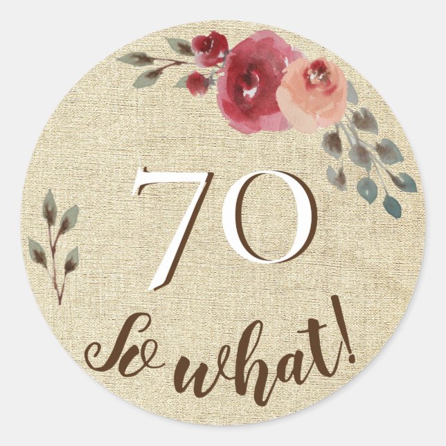 Sticker Rond 70 Alors quelle aquarelle rustique fleurs 70e anni (Devant)