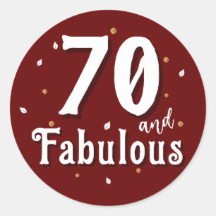 Sticker Rond 70 et Fabulous Parties scintillant Rouge 70e anniv