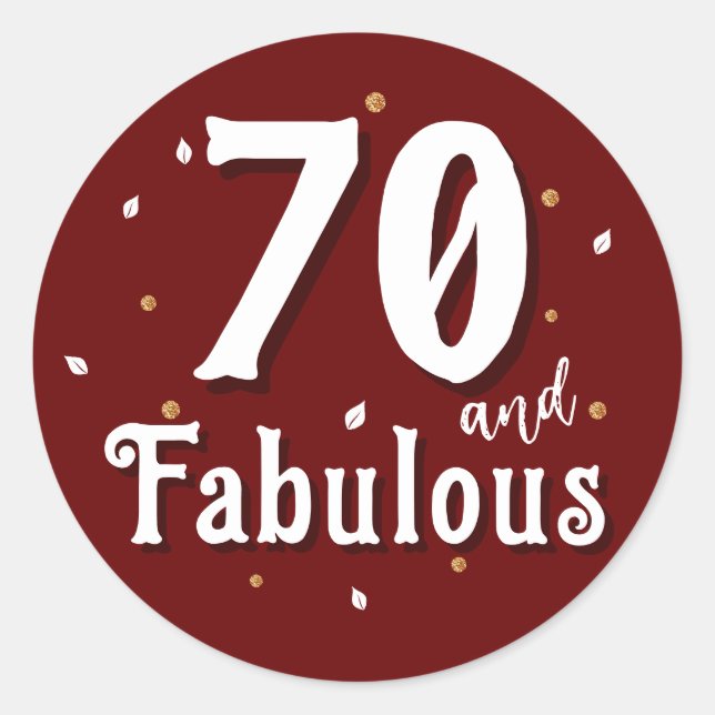 Sticker Rond 70 et Fabulous Parties scintillant Rouge 70e anniv (Devant)