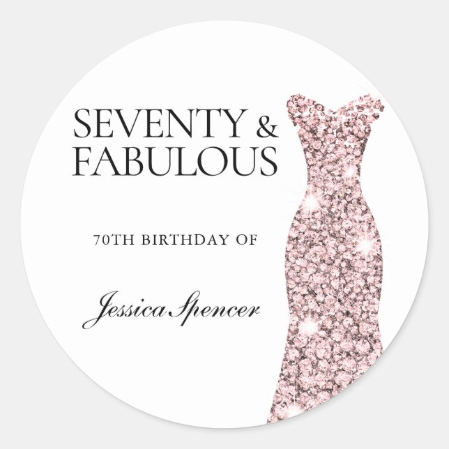 Sticker Rond 70 & Fabulous Rose Gold robe 70e anniversaire (Devant)