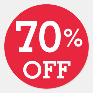 Sticker Rond 70% Soixante-dix pour cent de réduction vente blan