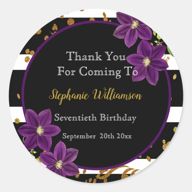 Sticker Rond 70e anniversaire| Black and Gold Parties scintilla (Devant)