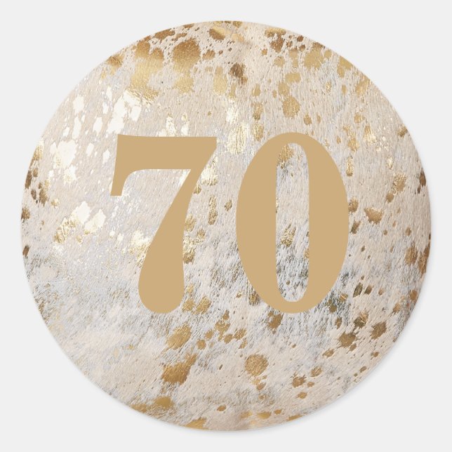 Sticker Rond 70e anniversaire Gold Cowhide Moderne (Devant)