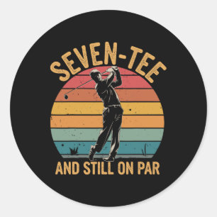 Sticker Rond 70e anniversaire Golfer Humour Golf Pun Sept-T Gol