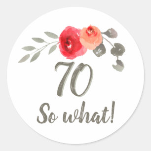 Sticker Rond 70e anniversaire Inspirational Watercolor Floral