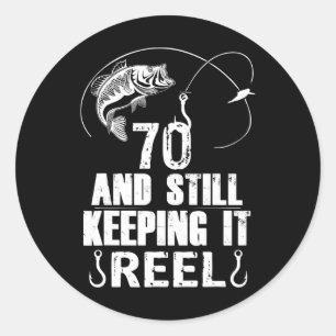 Sticker Rond 70e anniversaire Pêche 70 ans vieux pêcheur Cadeau