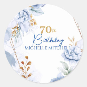 Sticker Rond 70e anniversaire personnalisé Blue Gold