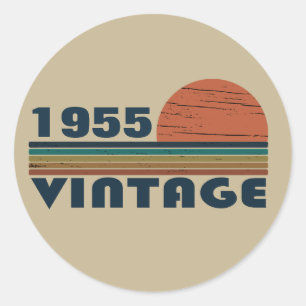 Sticker Rond 70e anniversaire vintage personnalisé