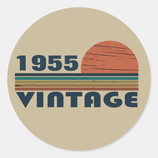 Sticker Rond 70e anniversaire vintage personnalisé (Devant)