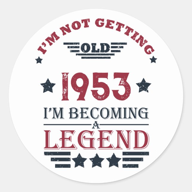 Sticker Rond 70e anniversaire vintage personnalisé (Devant)