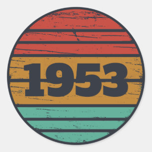 Sticker Rond 70e anniversaire vintage personnalisé