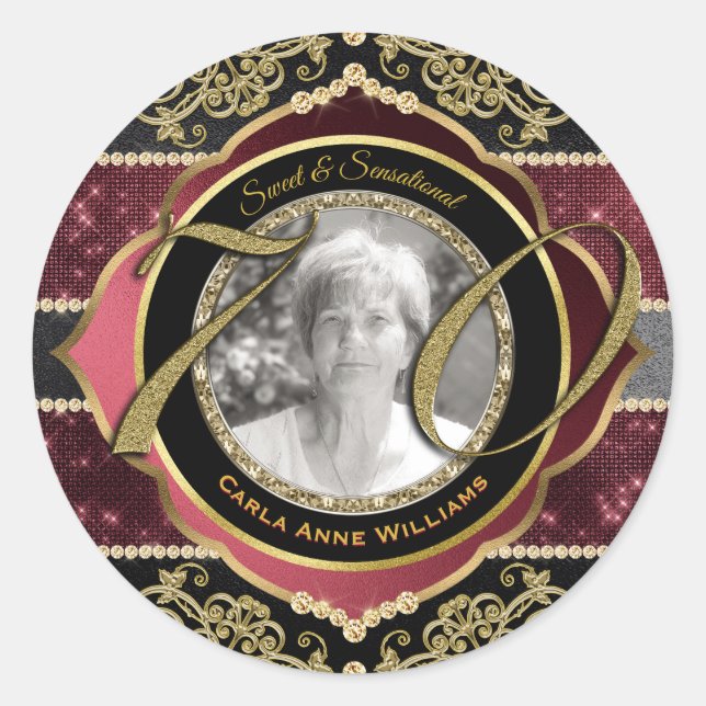 Sticker Rond 70ème Seventieth Gold Ruby Diamonds (Devant)