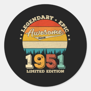 Sticker Rond 71 Ans Awesome depuis 1951 71e Anniversaire Cadeau