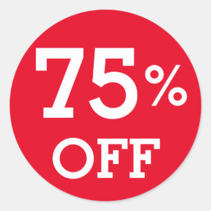Sticker Rond 75% Soixante-quinze pour cent de réduction vente r