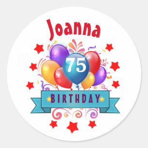 Sticker Rond 75e anniversaire Festive Ballons colorés C01GZ