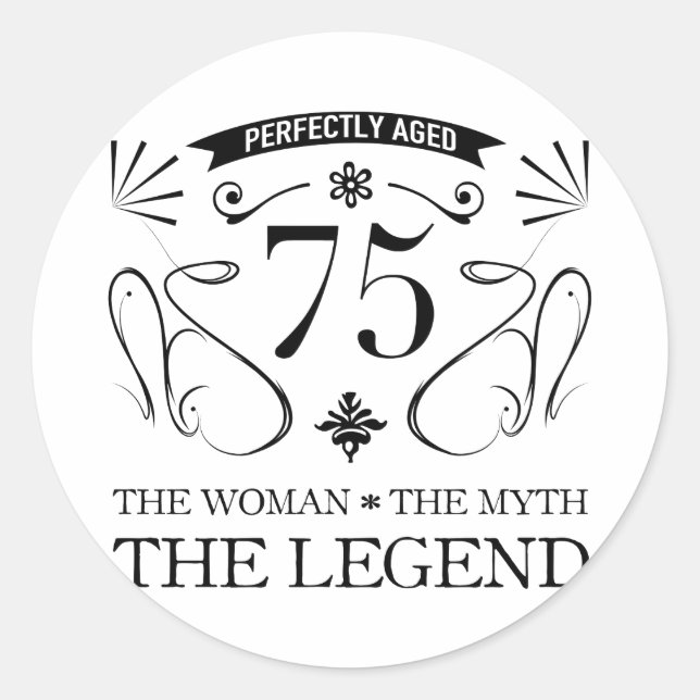 Sticker Rond 75e anniversaire pour les femmes (Devant)
