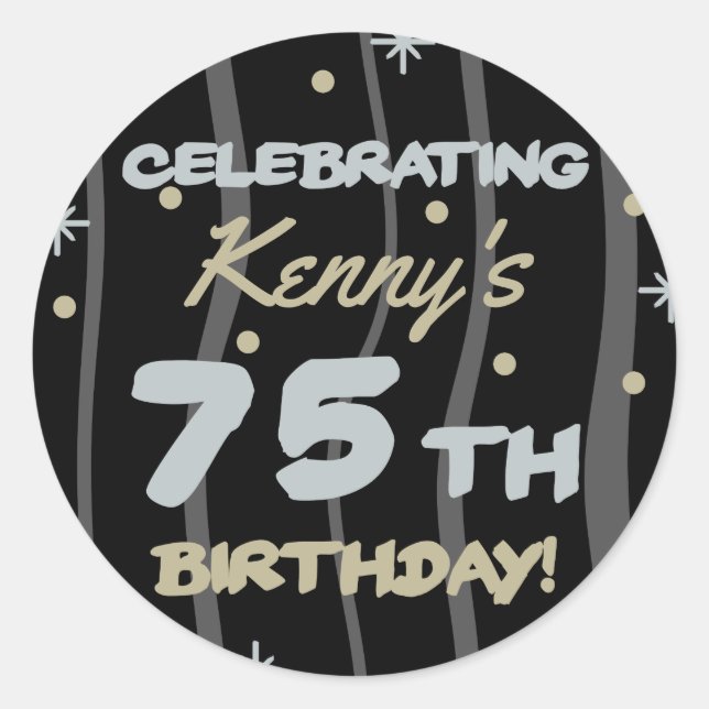 Sticker Rond 75th Birthday Party Ajouter votre nom (Devant)