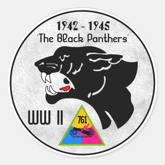 Sticker Rond 761e BATAILLE DE TANK, PANTHERS NOIRS, WW II (Devant)
