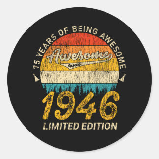 Sticker Rond 79 Ans 1946 Retro Awesome 79e anniversaire Cadeau