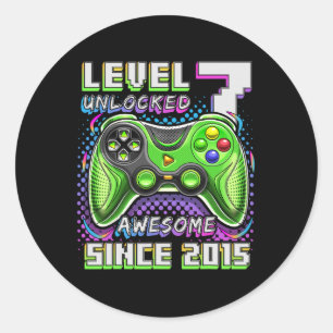 Sticker Rond 7 Déverrouillé Awesome 2015 jeu vidéo 7e anniversa