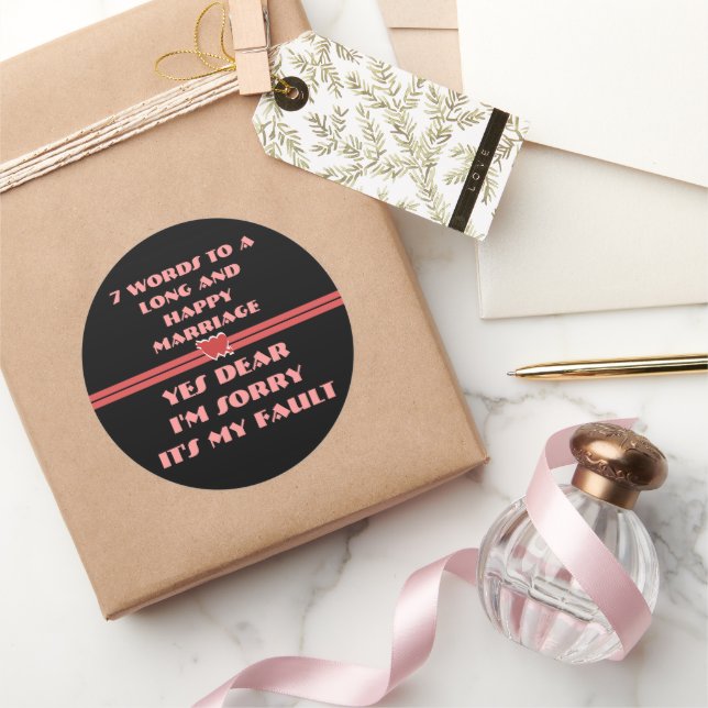 Sticker Rond 7 Mots Pour Un Mariage Long Et Heureux (Cadeaux)