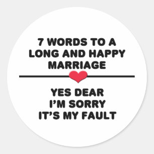 Sticker Rond 7 Mots Pour Un Mariage Long Et Heureux