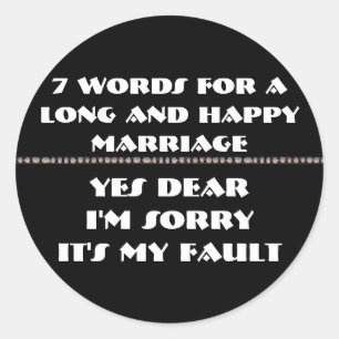 Sticker Rond 7 Mots Pour Un Mariage Long Et Heureux