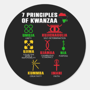 Sticker Rond 7 Principes De La Célébration De Kwanzaa Pan Afric