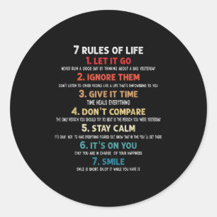 Sticker Rond 7 Règles De Vie Citations Motivationnelles Pour Ho