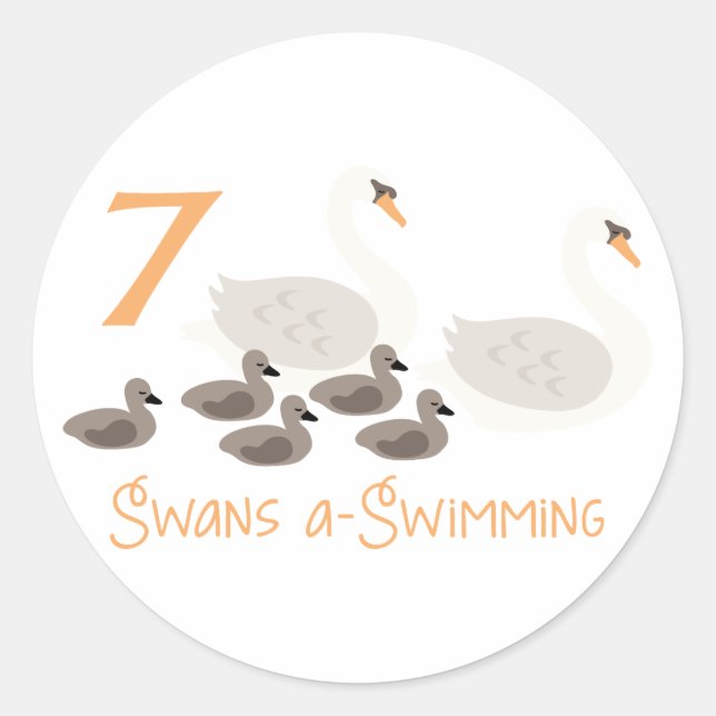 Sticker Rond 7 Swans a Natation (Devant)