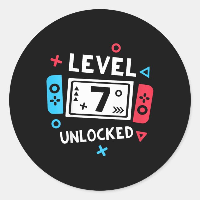 Sticker Rond 7e anniversaire Chemise garçon niveau 7 jeu vidéo  (Devant)