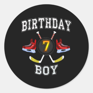 Sticker Rond 7e anniversaire garçon - Hockey sur glace 7 ans en