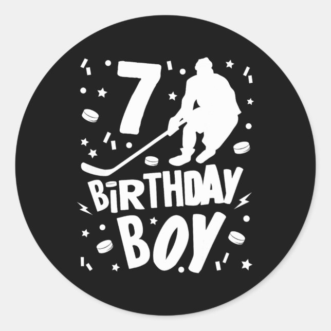 Sticker Rond 7e anniversaire Garçon Hockey sur glace Enfants 7  (Devant)