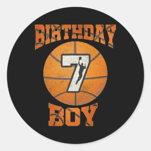 Sticker Rond 7e Anniversaire tenue garçon basket-ball 7 ans Ol