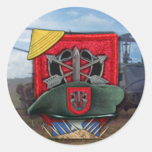 Sticker Rond 7e forces spéciales Green Berets flash nam Sticke