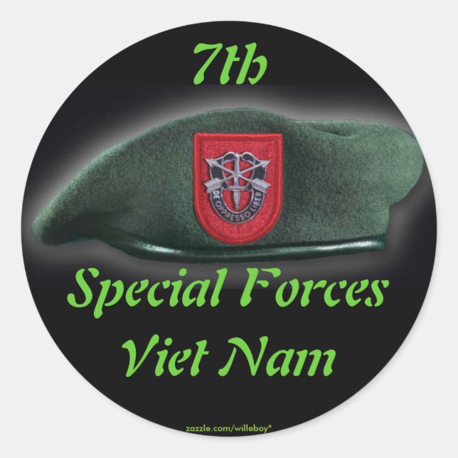 Sticker Rond 7e groupe des forces spéciales Green Berets nam St (Devant)
