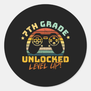 Sticker Rond 7e Septième année débloquée Jeu de niveau supérieu